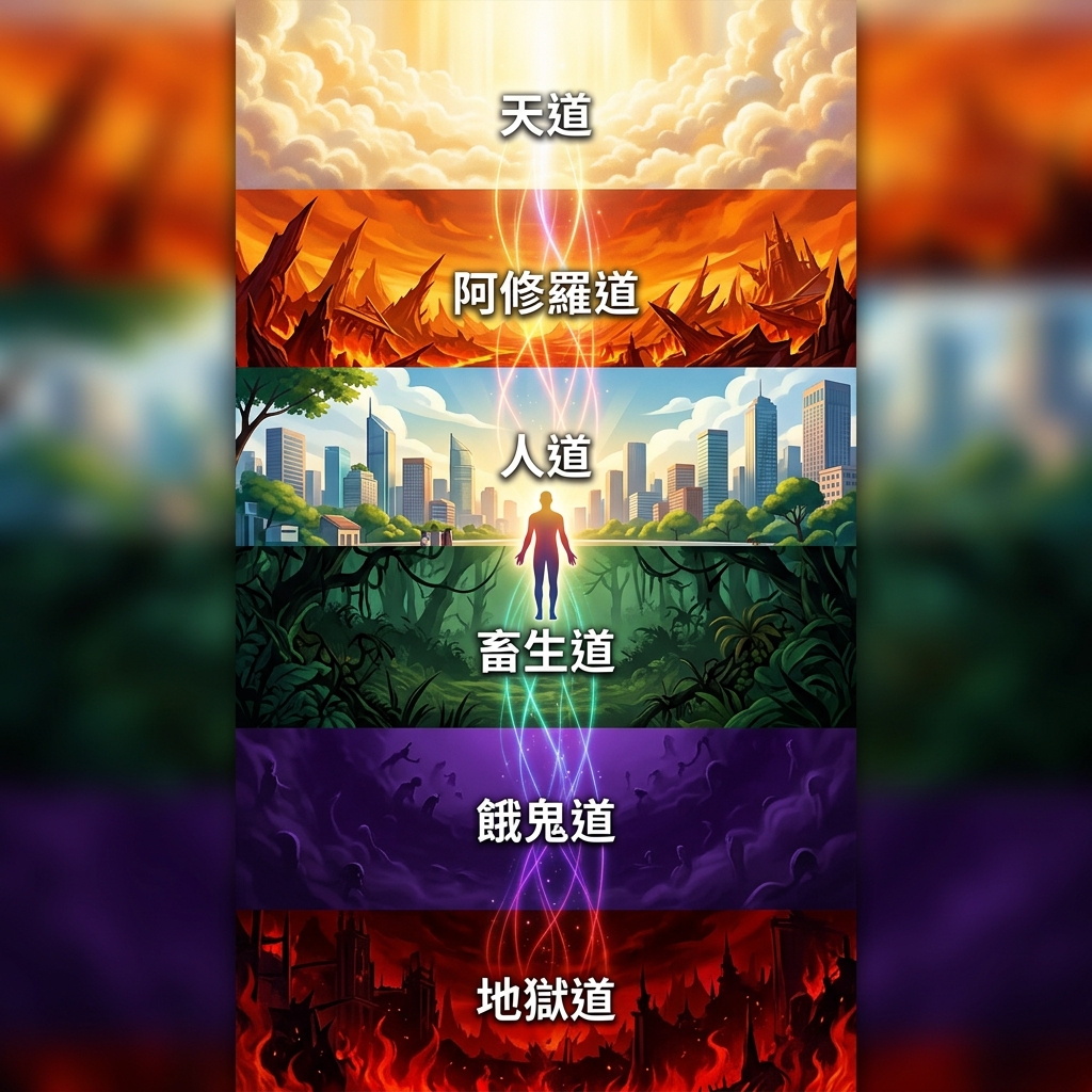 Featured image of post 六道輪迴到底是什麼？在人道我們每天都在體驗六道，真正的畢業是「脫離輪迴（涅槃）」！