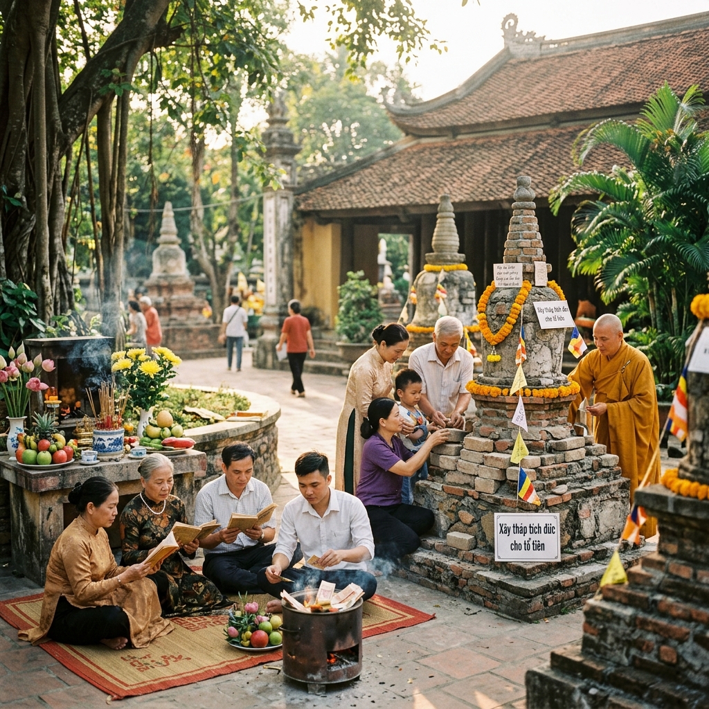 地藏菩薩勸誡眾生為臨終或已往生的親人修慈悲福德，以減輕罪業、獲得解脫。