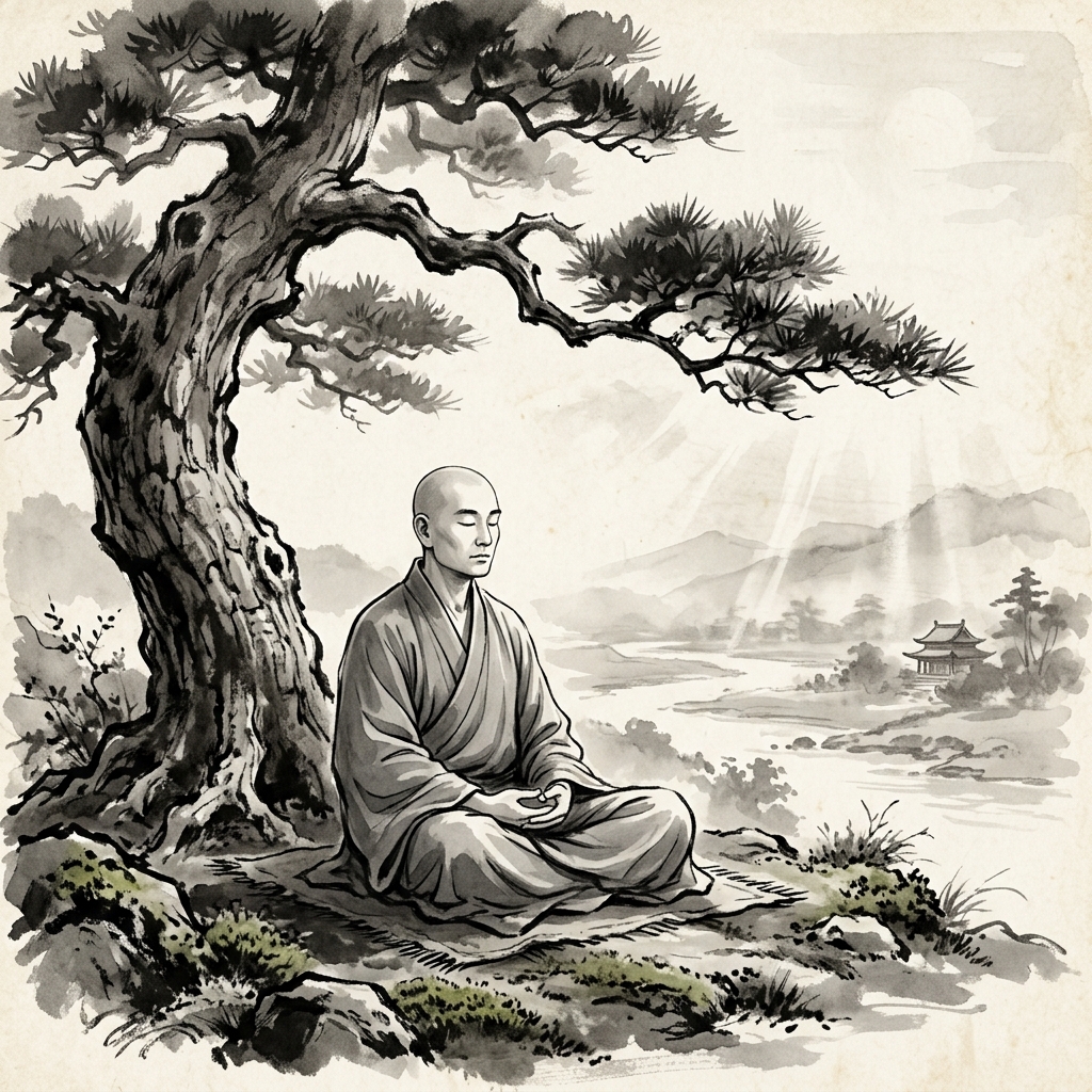 炎炎夏日中幽靜的庭院,體現清靜無為戰勝躁動的境界